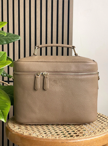 Pebbled Leather Structured Travel Train Case
