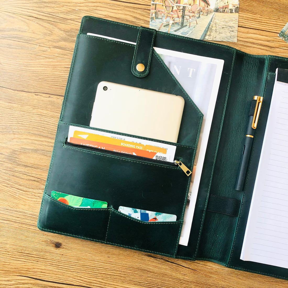 Multi-Pocket Full Grain Leather Business Portfolio Organizer