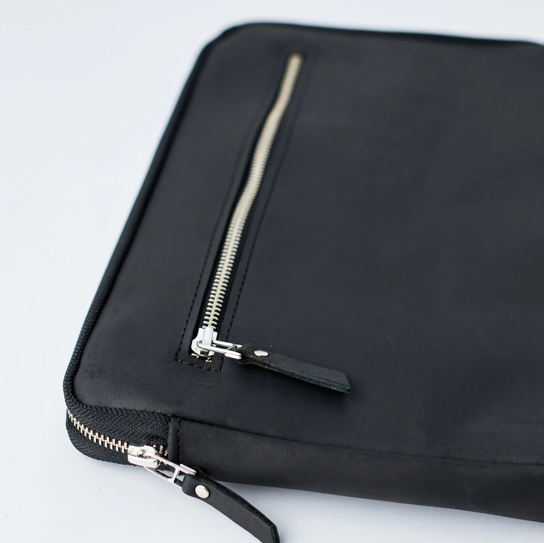 Handmade Full Grain Leather Zip Laptop Document Portfolio Sleeve