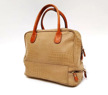 Croc Embossed Expandable Bottom Travel Train Case Handbag